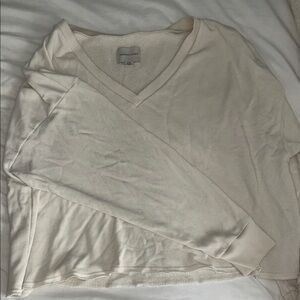 American Eagle Outfitters Cream V-Neck Sweater